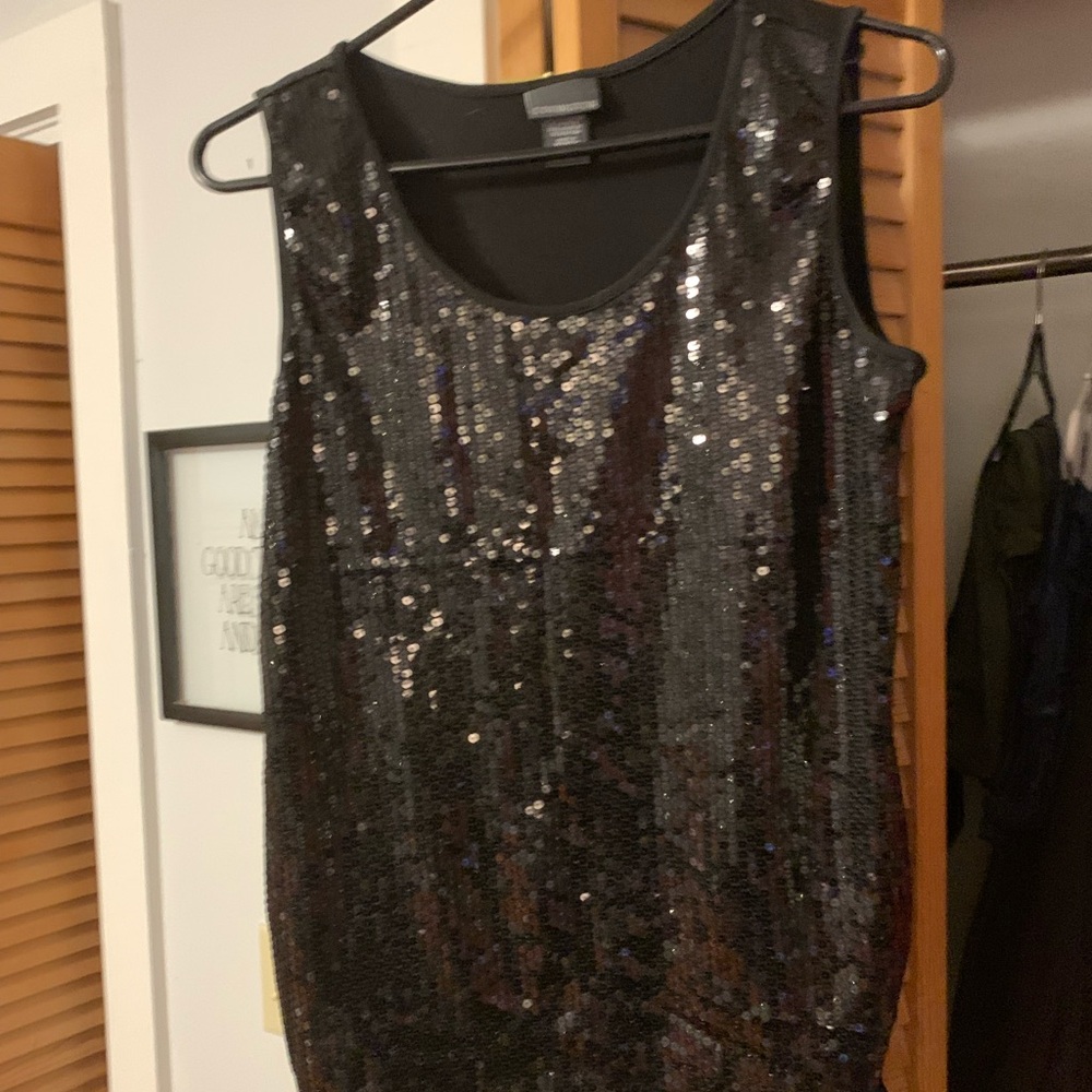 Covington Black sequin Sleeveless sparkly Top sz Large